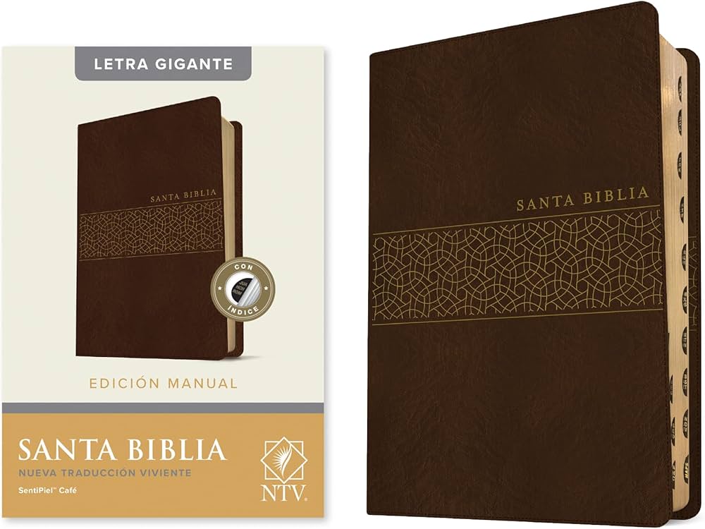 SANTA BIBLIA NUEVA TRADUCCIÓN VIVIENTE (cafe, indice, letra gigante) — disponible en La Librería del Evangelio