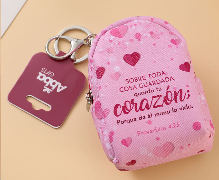 Llavero Mochila Proverbios 4:23 — available at The Gospel Bookstore
