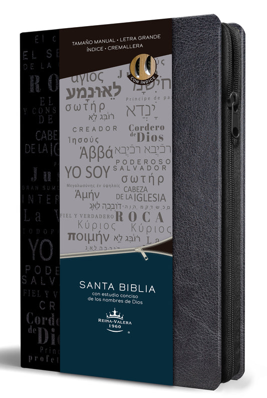 Santa Biblia Reina Valera 1960 con estudio conciso de los nombres de Dios ( negra con zipper ) - cover