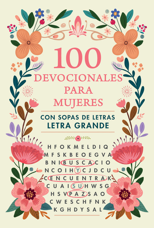100 Devocionales para Mujeres con sopa de letras. Letra Grande - cover