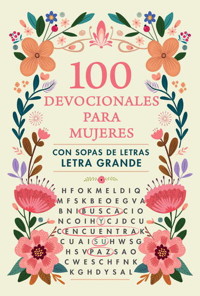 100 Devocionales para Mujeres con sopa de letras. Letra Grande - cover