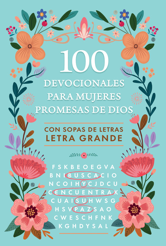 100 Devocionales Para Mujeres Promesas De Dios. Con Sopa de letras. Letra Grande - cover