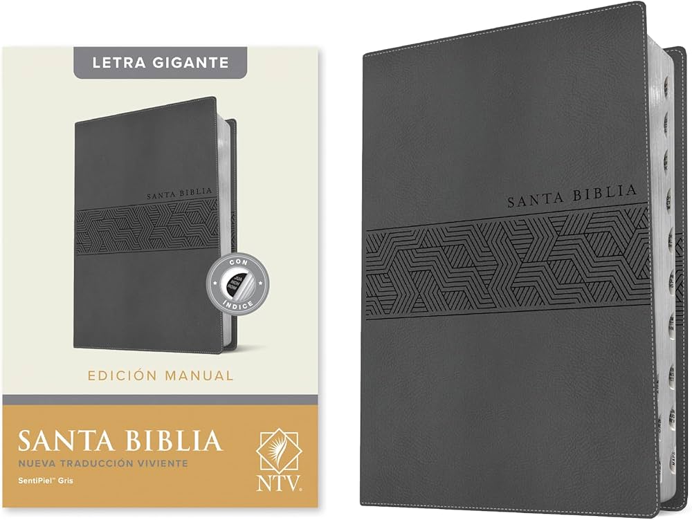 SANTA BIBLIA NUEVA TRADUCCIÓN VIVIENTE (Gris con indice letra gigante) — disponible en La Librería del Evangelio