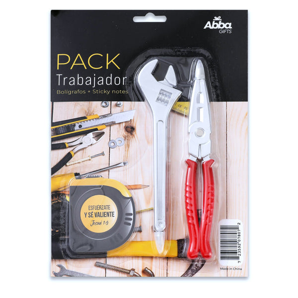 Pack Trabajador Esfuérzate y se Valiente - Josue 1:9 Bolígrafos + sticky notes
