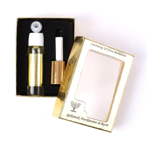 Anointing oil from Bethlem — available at The Gospel Bookstore