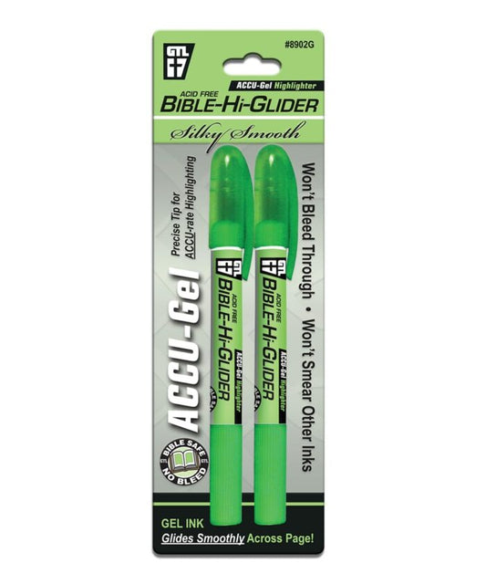 Accu-Gel Highlighter Acid Free Bible-Hi-Glider - GREEN — available at The Gospel Bookstore