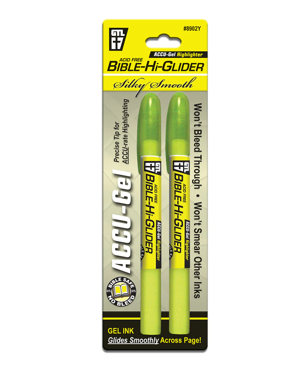 Accu-Gel Highlighter Acid Free Bible-Hi-Glider - YELLOW — available at The Gospel Bookstore