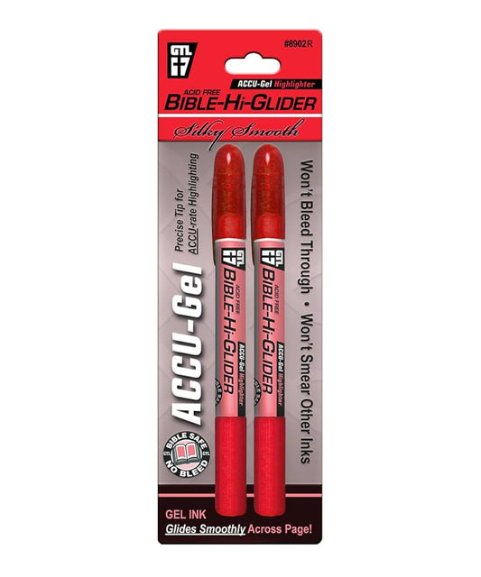Accu-Gel Highlighter Acid Free Bible-Hi-Glider -RED — available at The Gospel Bookstore
