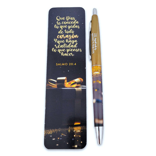 Pluma y separador Salmo 20:4 — available at The Gospel Bookstore