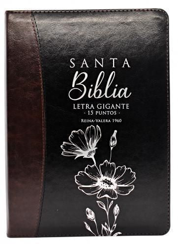 Santa Biblia Reina Valera 1960 Letra Gigante con Zipper (negra floral) — disponible en La Librería del Evangelio