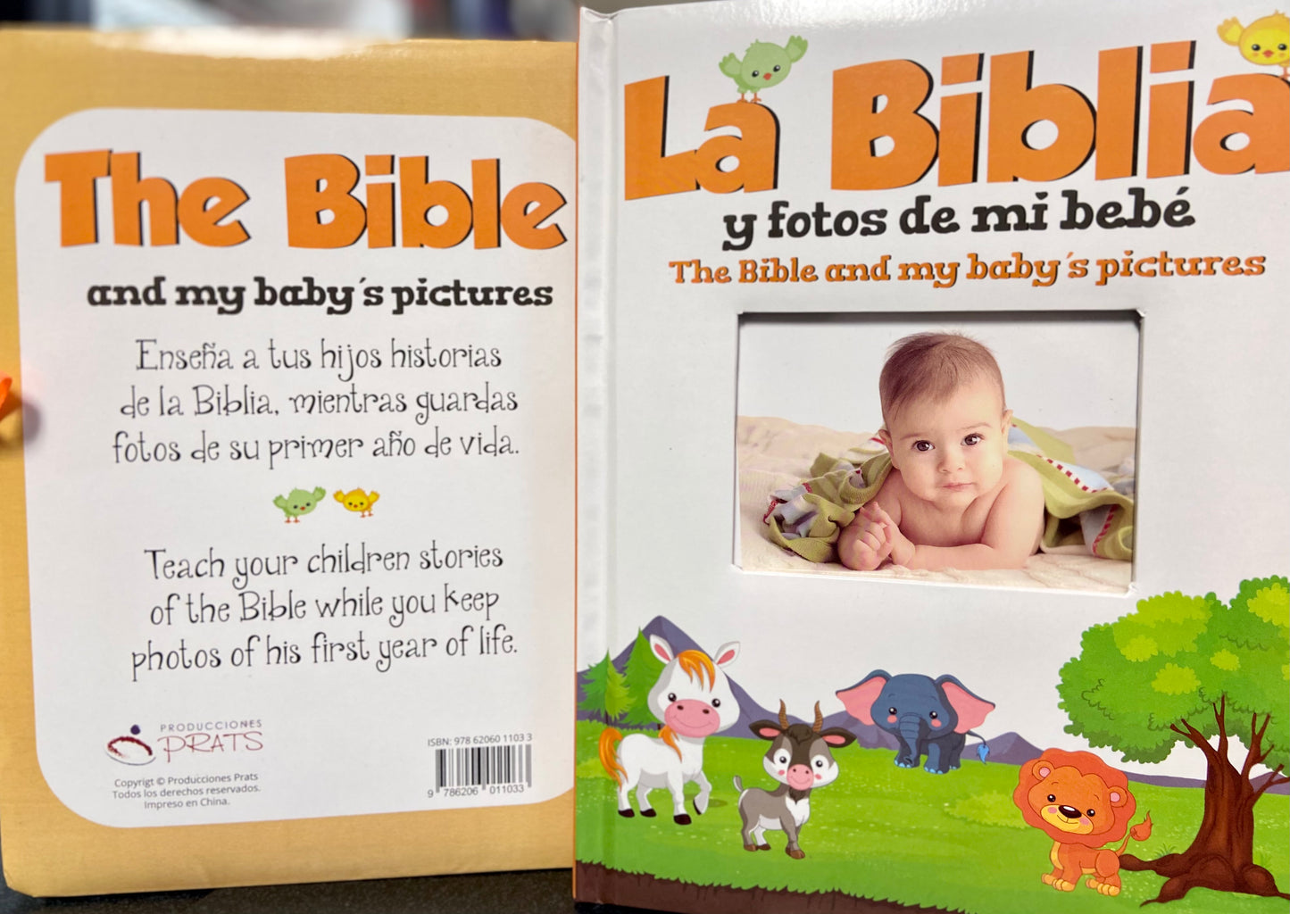 La Biblia y fotos de mi bebe bilingue — disponible en La Librería del Evangelio