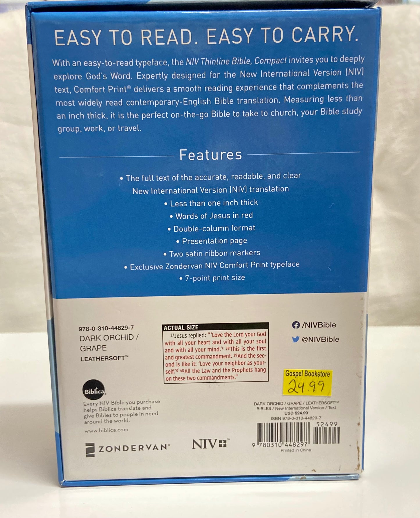 NIV THINLINE BIBLE COMPACT COLOR PURPLE — photo 2, The Gospel Bookstore