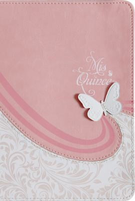 RVR 1960 Biblia Mis Quince, rosa y blanco símil piel book cover