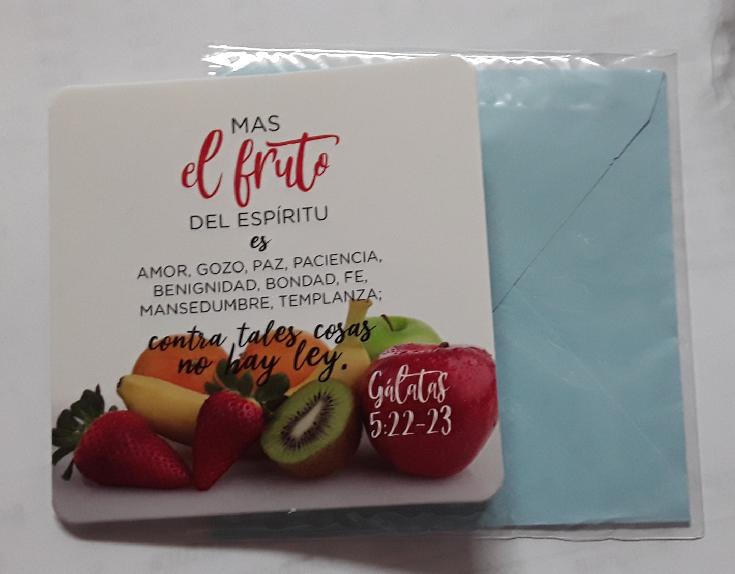 Tarjeta chica Galats 5:22-23 — available at The Gospel Bookstore