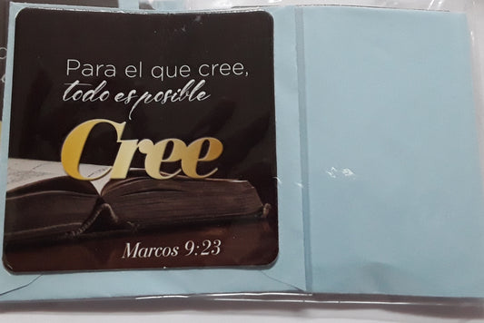 Tarjetas chicas Marcos 9:23 — available at The Gospel Bookstore