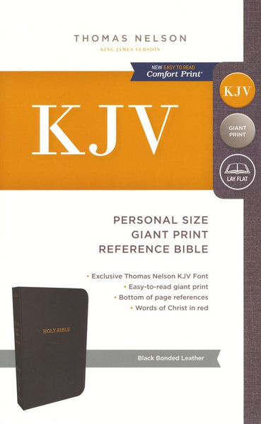 KJV Personal Size Reference Bible Giant Print, Bonded, Leather, Black, Indexed