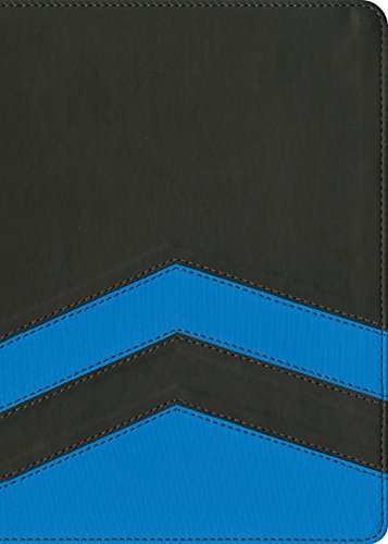 Guys Slimline Bible NLT, TuTone (Red Letter, LeatherLike, Charcoal/Blue Chevron) Imitation Leather — photo 2, The Gospel Bookstore