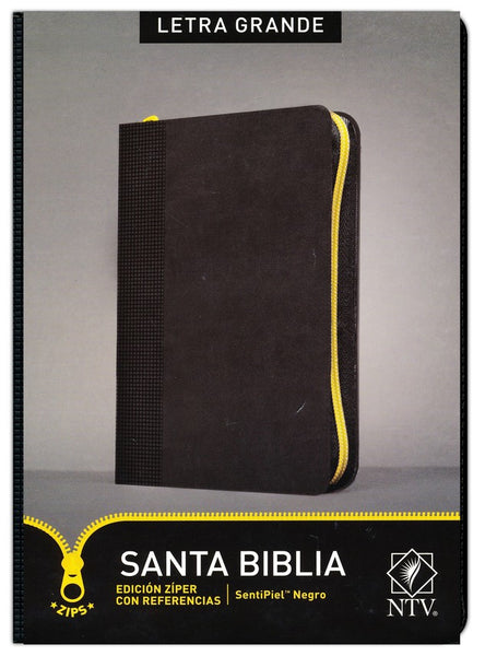 NTV Santa Biblia, Edicion ziper letra grande con referencias LeatherLike, Black