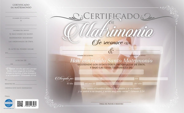 CERTIFICADOS X 20 MATRIMONIO