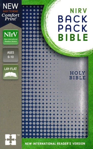NIrV Backpack Bible--soft leather-look, blue/silver