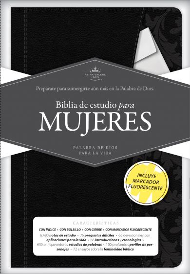 Biblia de Estudio para Mujeres con Cierre y Bolsillo, Reina-Valera 1960, imitación piel, negro con índice (Spanish)