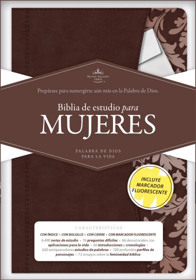 Biblia de Estudio para Mujeres con Cierre y Bolsillo, Reina-Valera 1960, imitación piel, castaño con índice(Spanish) Imitation Leather – 2019