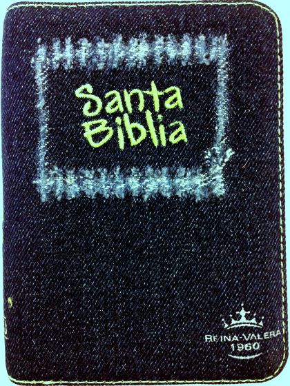 BIBLIA RVR60 TAMAÑO COMPACTO BLUE JEAN VERDE CIERRE INDICE — disponible en La Librería del Evangelio