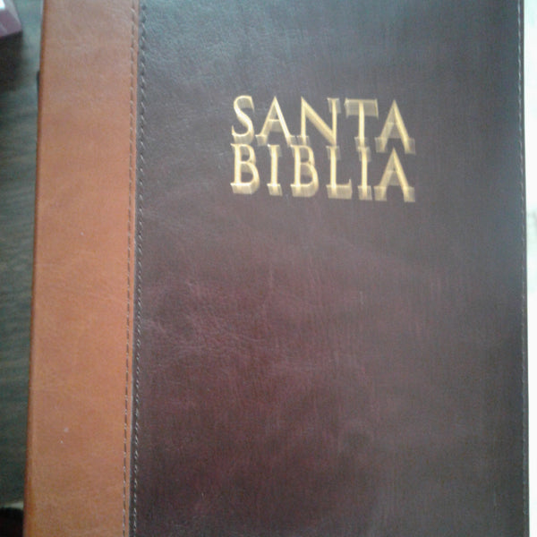 BIBLIA REINA VALERA 1960 LETRA GRANDE 12 PUNTOS CON INDICE Y CIERRE PIEL CAFE