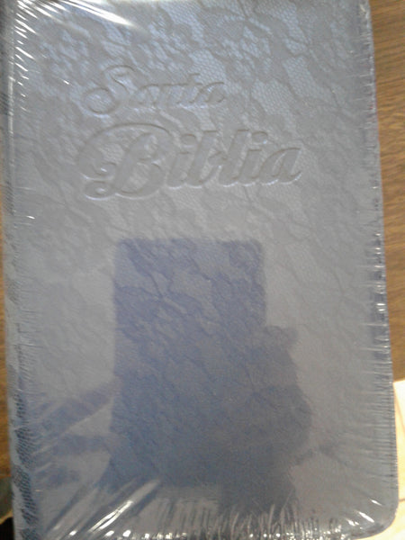 Biblia Letra Grande con Cierre, tamaño manual, Reina-Valera 1960, imitación piel, azul floral con índice