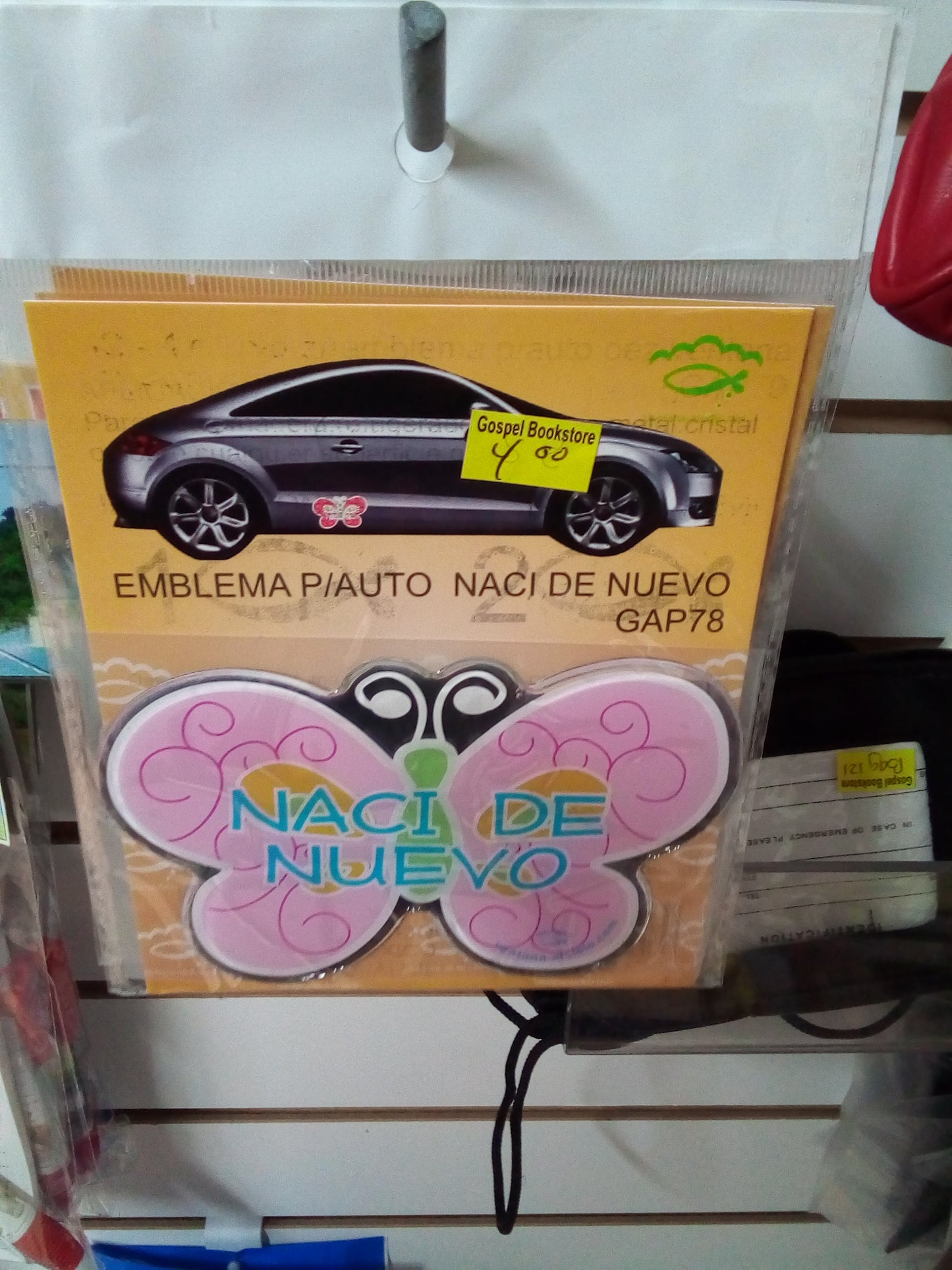 Emblema para autos NACI DE NUEVO — disponible en La Librería del Evangelio
