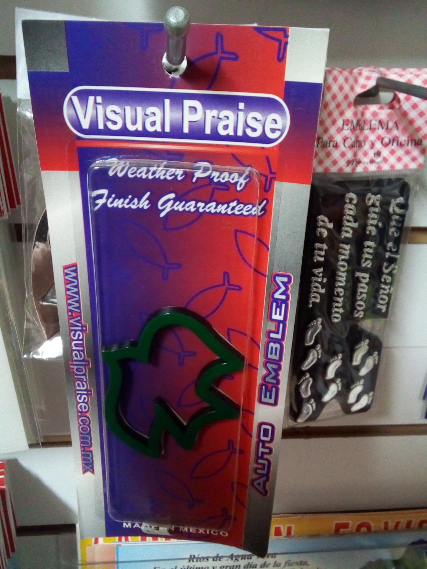 Auto emblem weather proof finish guaranteed — available at The Gospel Bookstore