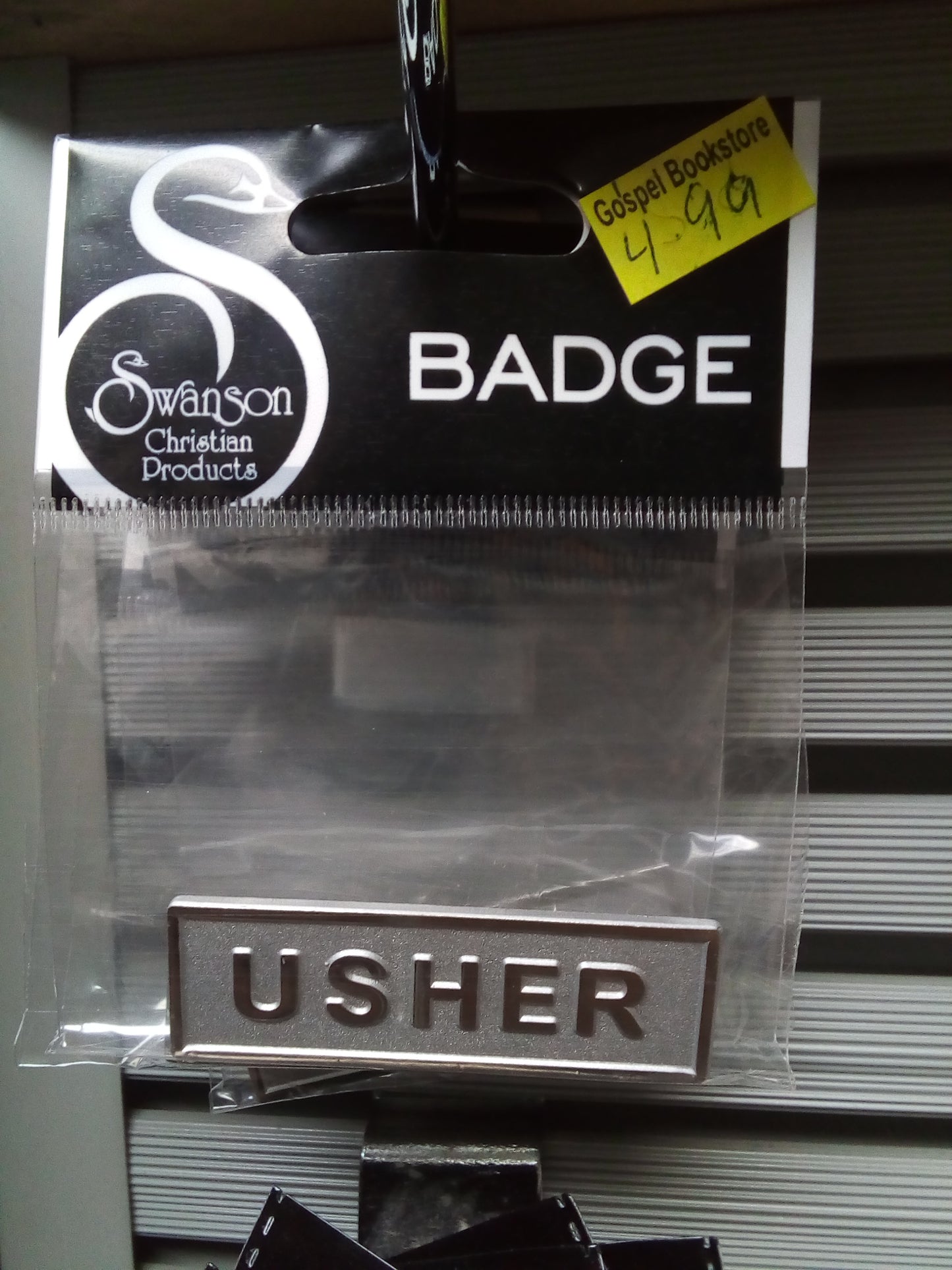 Badge USHER — available at The Gospel Bookstore