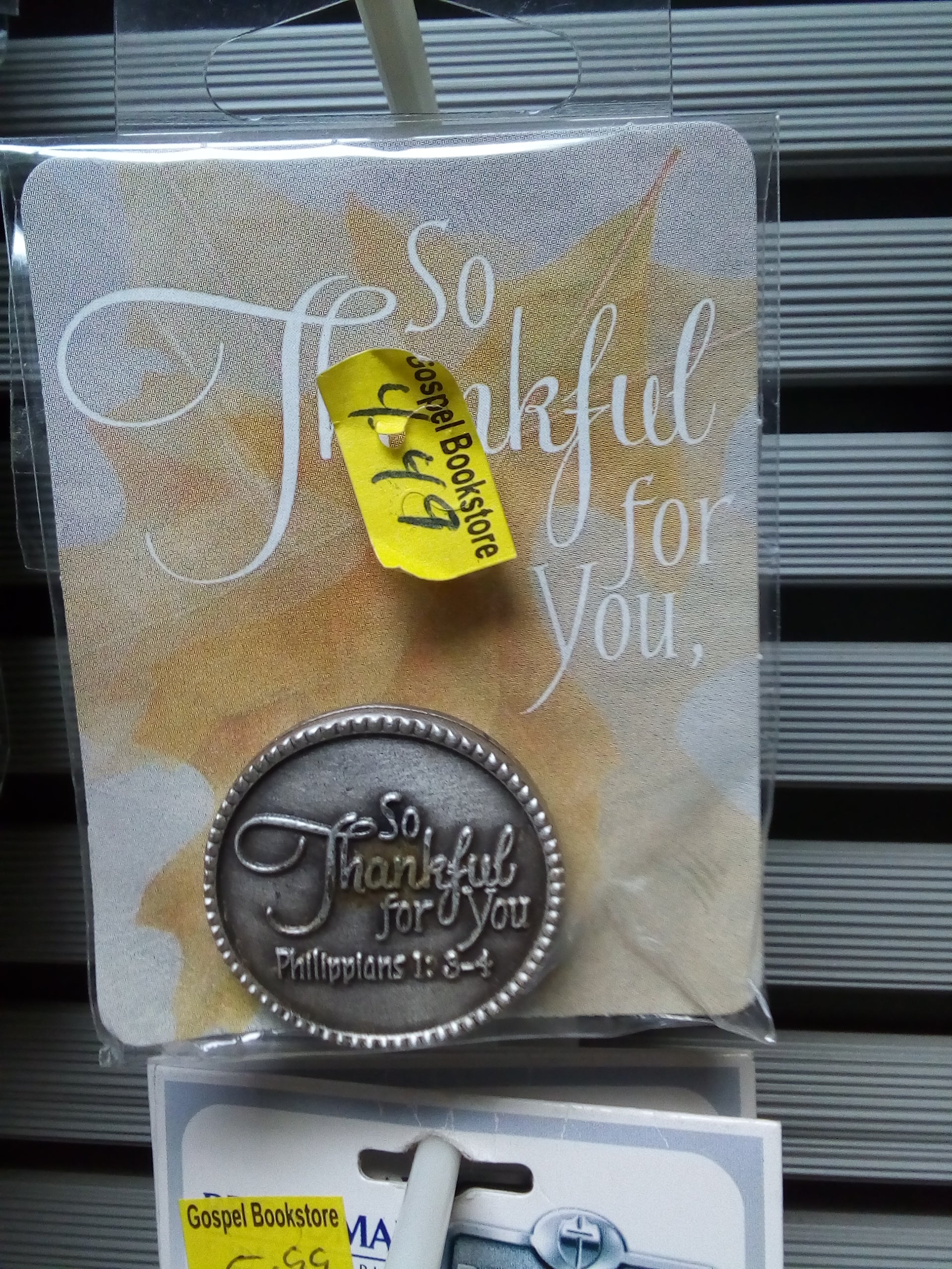Badge SO THANKFUL FOR YOU — available at The Gospel Bookstore