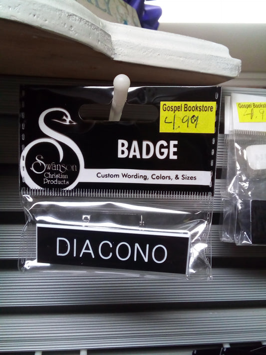 Badge DIACONO — available at The Gospel Bookstore