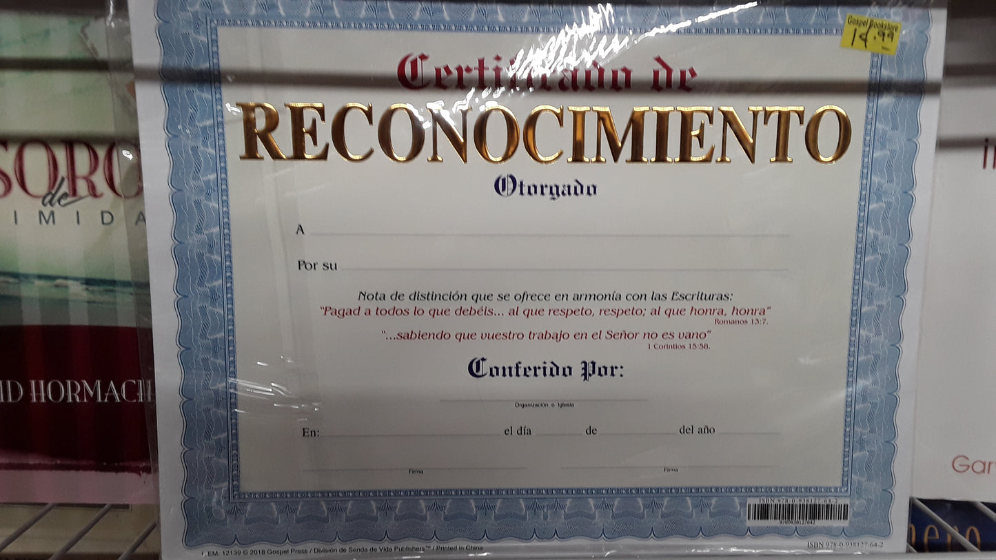 Certificado Reconocimiento