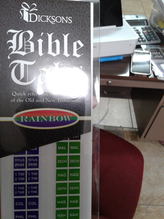Rainbow Bible tabs — available at The Gospel Bookstore
