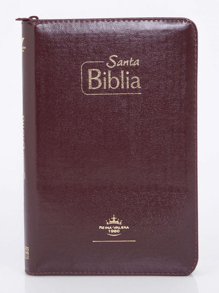 Biblia Edición Misionera para Evangelizar con Cierre - Reina Valera 1960 - imitación piel color vino 