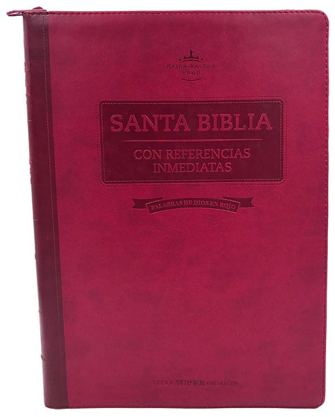 Biblia Letra Súper Gigante Reina-Valera 1960, imitación piel con cierre, vino con índice
