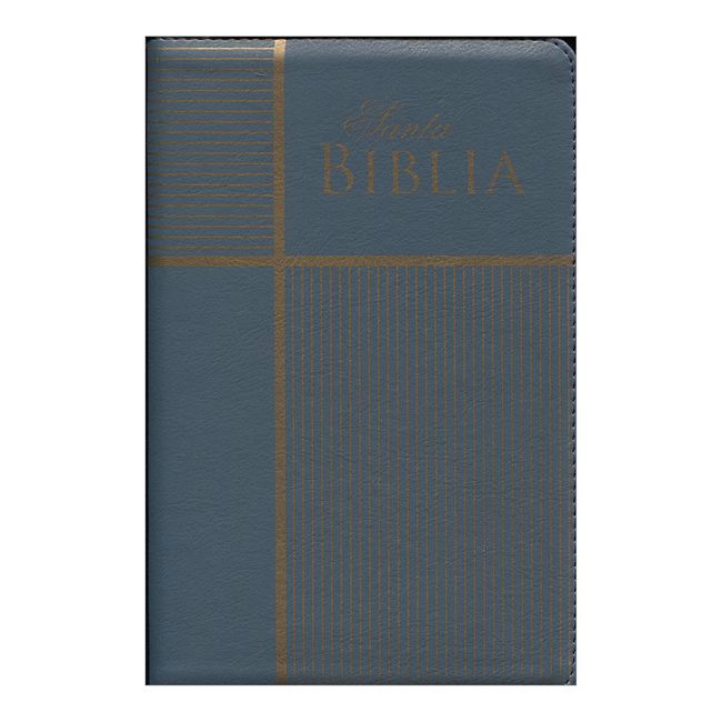 BIBLIA RVR60 TAMAÑO MANUAL ECONOMICA IMITACION PIEL AZUL GRIS DORADO CIERRE — disponible en La Librería del Evangelio