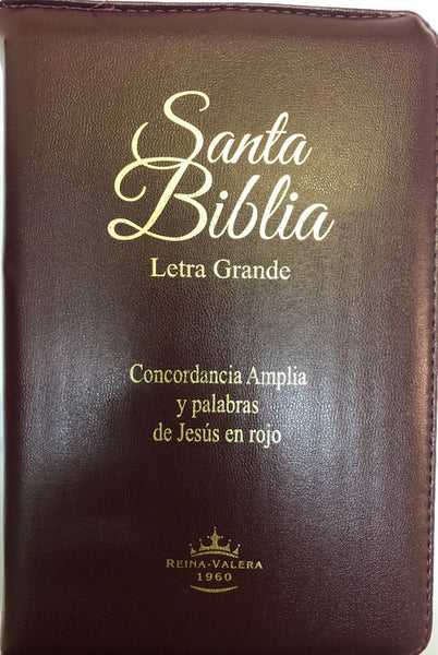 Biblia Letra Grande Tamano Manual Alcolchada Vino RVR 1960 Cierre Con Index