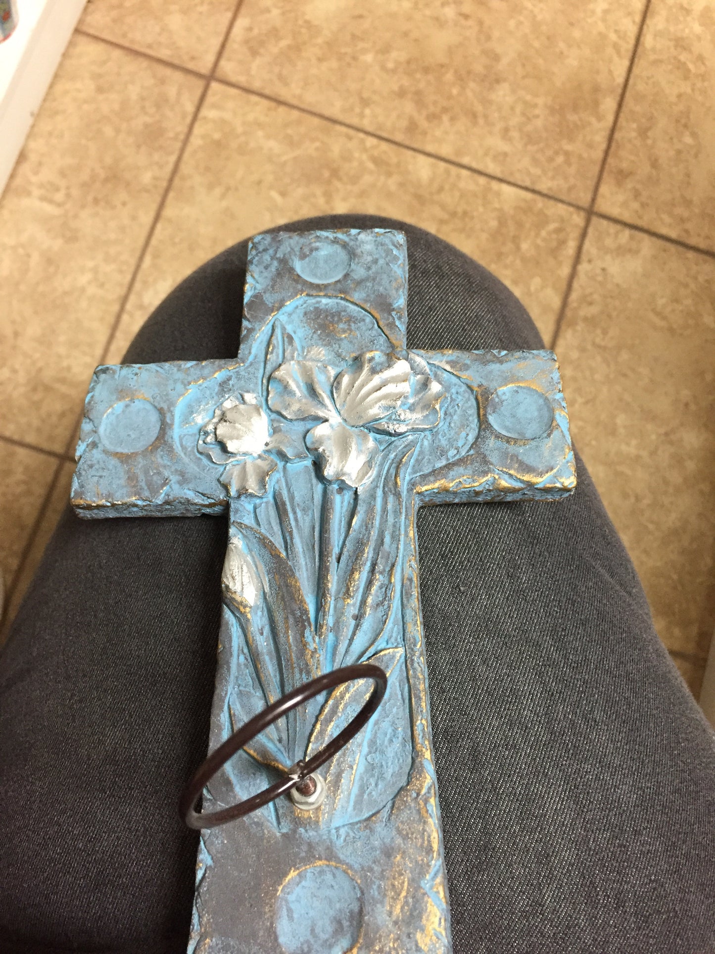 Cross candle holder — available at The Gospel Bookstore