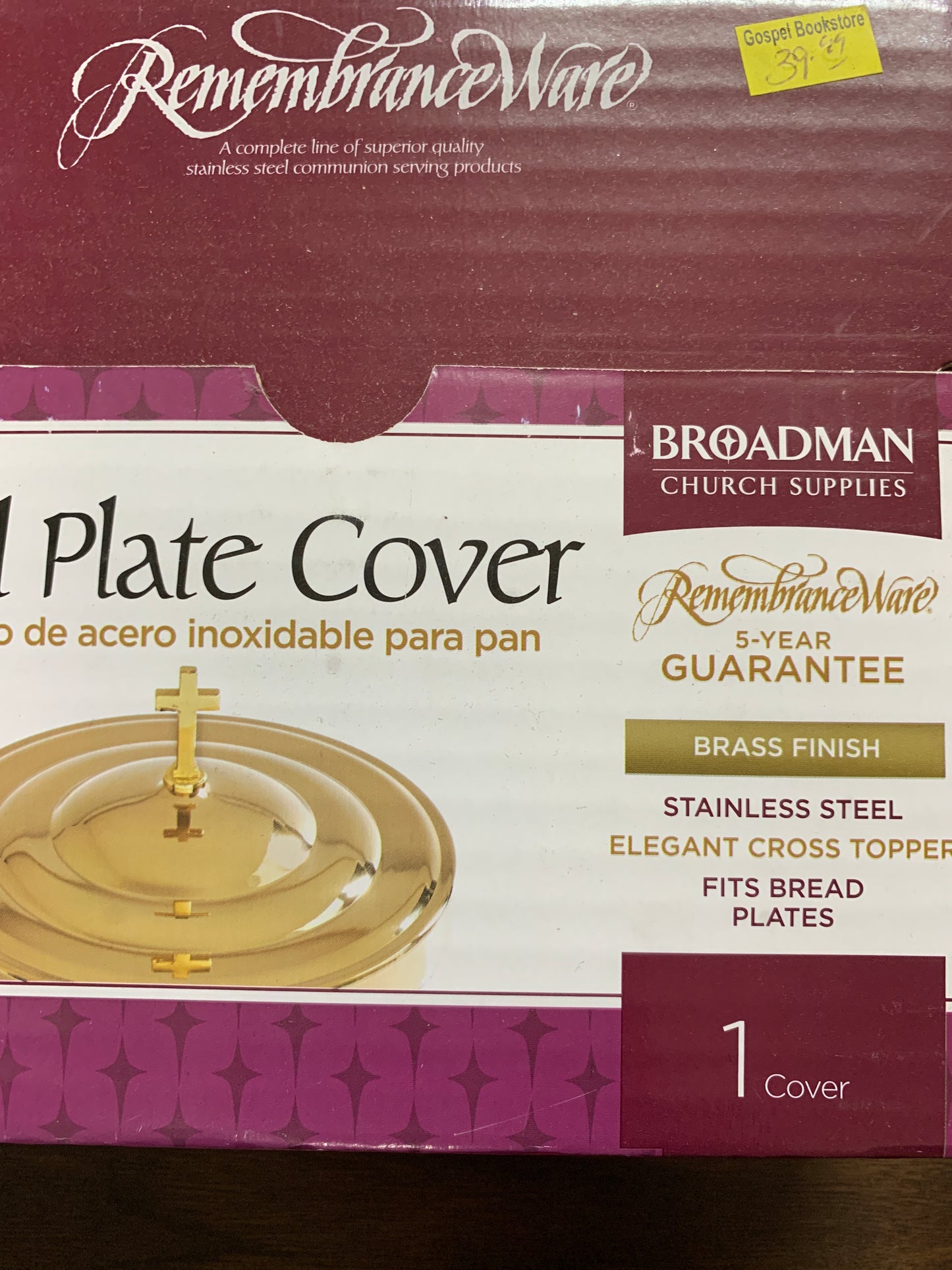Communion Bread Plate Cover (Brass Finish) — available at The Gospel Bookstore