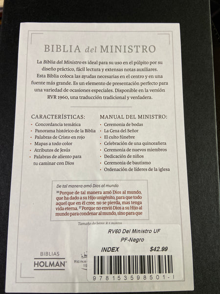 Biblia del Ministro reina valera 1960 con indice