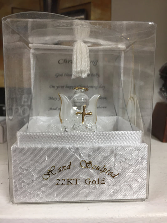 Christening glass angel — available at The Gospel Bookstore